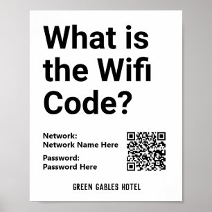 Affiche Instructions pour le code WiFi plus QR Code sur un