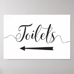 Affiche Instructions Toilettes Signer pour Mariages Flèche