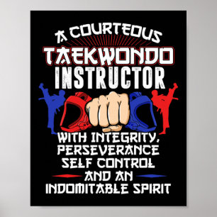 Affiche Instructor Taekwondo Cadeau 5 Tenets Niveau Ceintu
