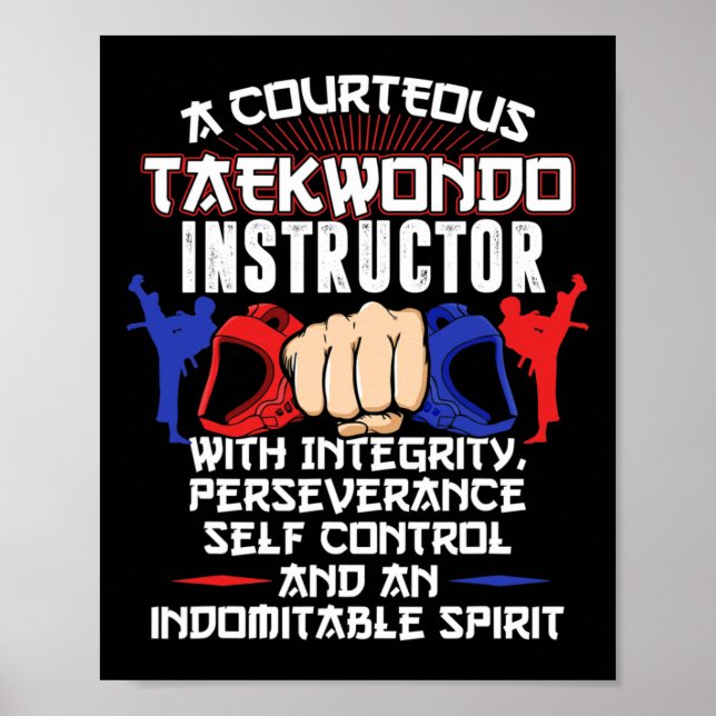 Affiche Instructor Taekwondo Cadeau 5 Tenets Niveau Ceintu (Devant)