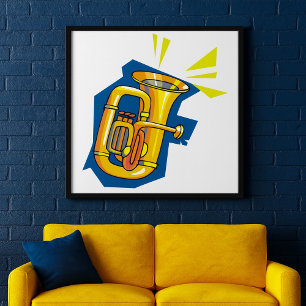 Affiche Instrument à vent Tuba Musique éclatante Groupe