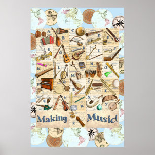 Affiche Instruments de musique Alphabet International