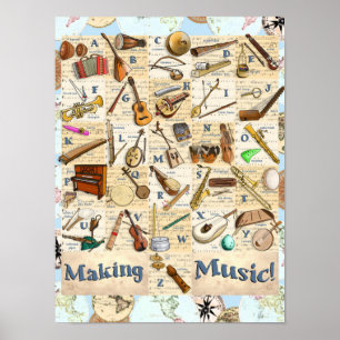Affiche Instruments de musique Alphabet International
