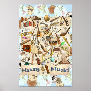 Affiche Instruments de musique Alphabet International