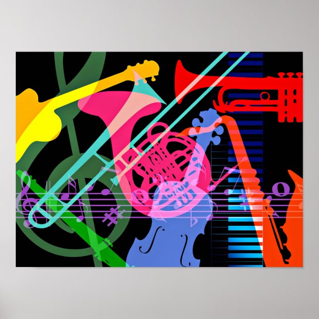 Affiche Instruments de musique design Pop Art (Devant)