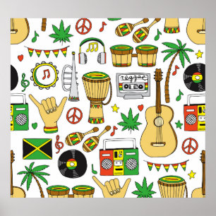 Affiche Instruments de musique : Reggae Arrière - plan san