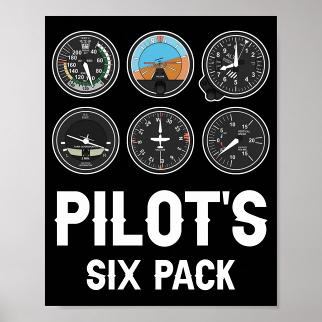 Affiche Instruments de vol à six packs du pilote Aviation (Devant)