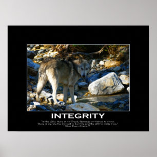 Affiche INTEGRITY Motivational Grey Wolf Art Imprimer