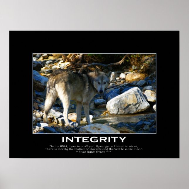 Affiche INTEGRITY Motivational Grey Wolf Art Imprimer (Devant)