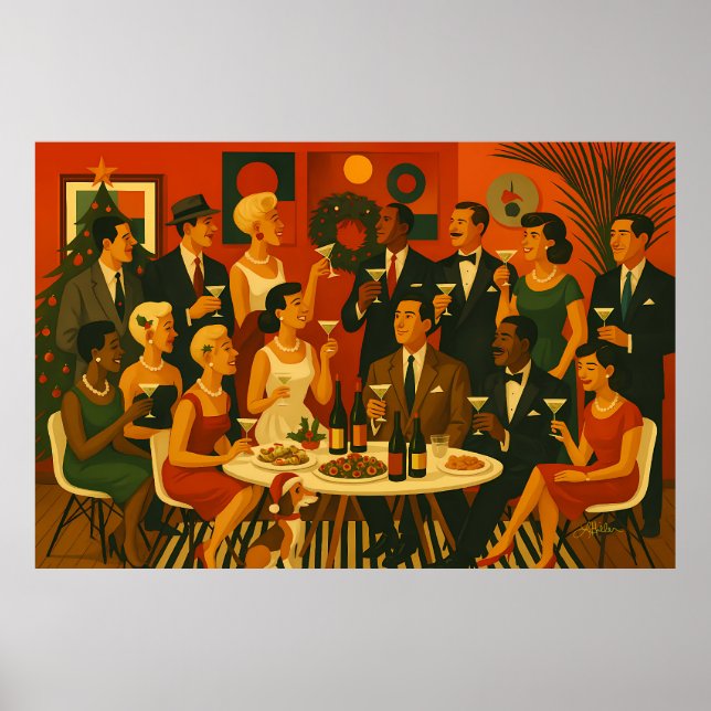 Affiche Intellectuels de Martini de Noël Moderne du Milieu (Devant)