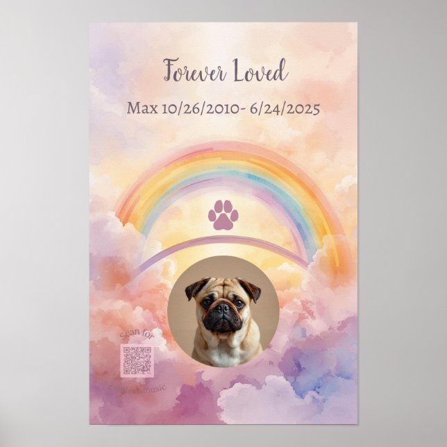 Affiche  Interactive Pet Memorial Gift | QR Code Playlist (Devant)