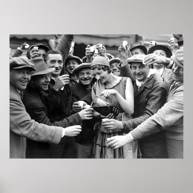 Affiche Interdiction, Bière, Noir et Blanc, Vintage (Devant)