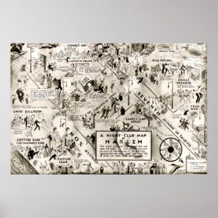 Affiche Interdiction Era Harlem, New York Speakeasy Map