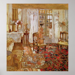 Affiche Intérieur avec une femme en jaune dans l'avant