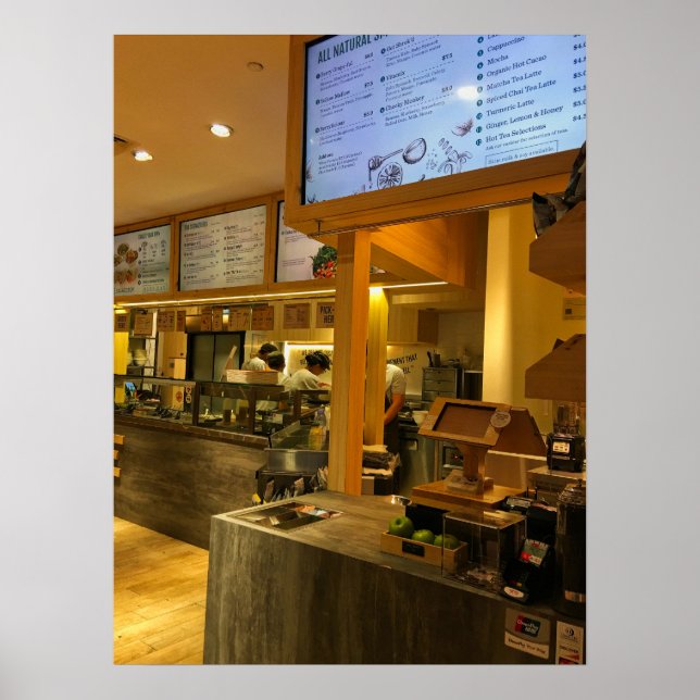 Affiche Intérieur de Café Sain avec Bar à Smoothies et Sal (Devant)