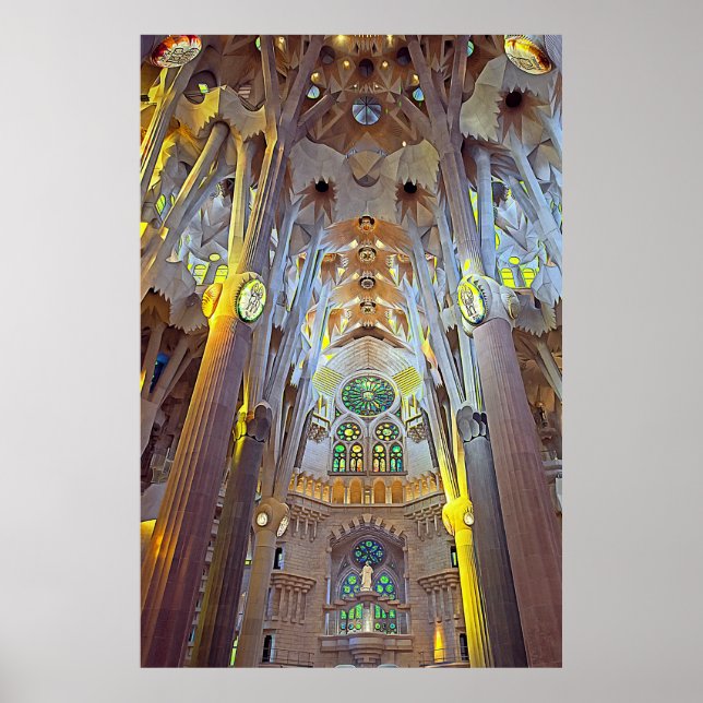 Affiche Intérieur de la Sagrada Familia à Barcelone, impre (Devant)