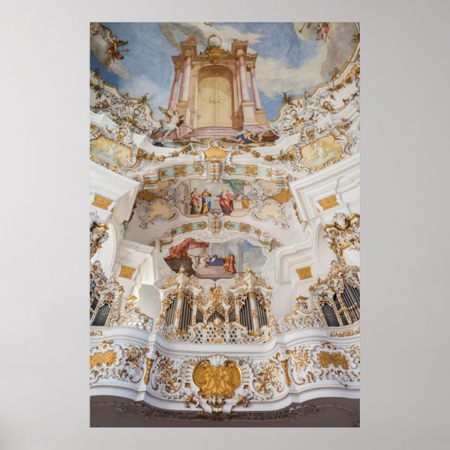 Affiche Intérieur de l'église de Wieskirche (Devant)