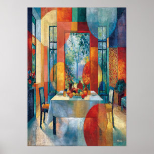 Affiche Intérieur de salle à manger cubiste