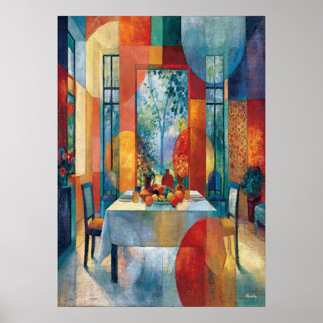 Affiche Intérieur de salle à manger cubiste (Devant)