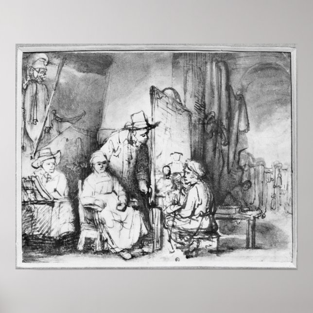 Affiche Intérieur du studio avec peinture peintre (Devant)