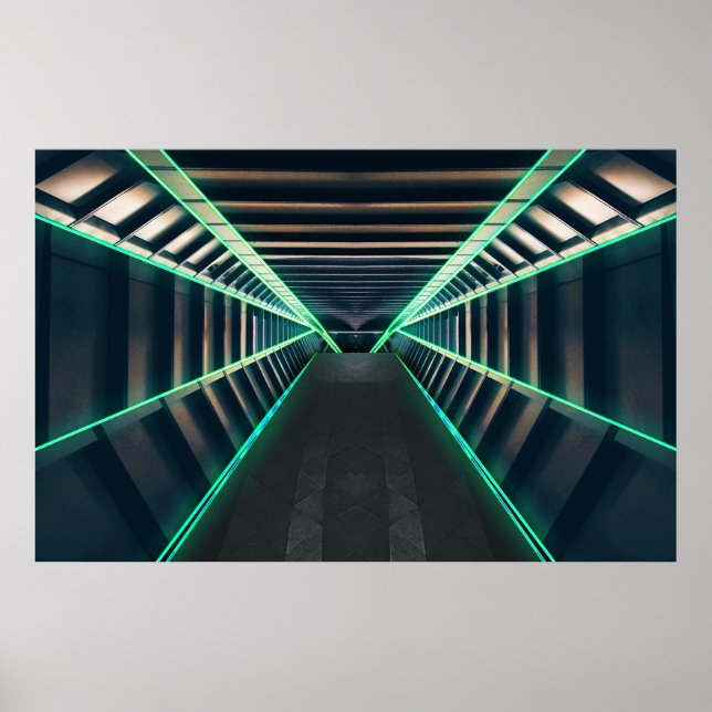 Affiche Intérieur d'un couloir spatial de science-fiction (Devant)