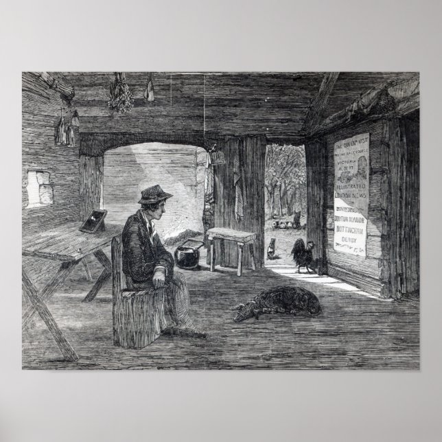Affiche Intérieur d'une hutte de colons en Australie (Devant)