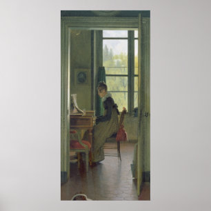 Affiche Intérieur d'une salle à manger, détail d'une femme