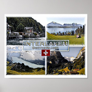 Affiche Interlaken - Suisse - Mosaic -
