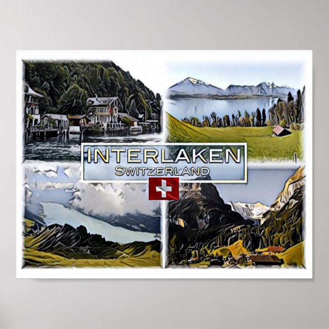 Affiche Interlaken - Suisse - Mosaic - (Devant)