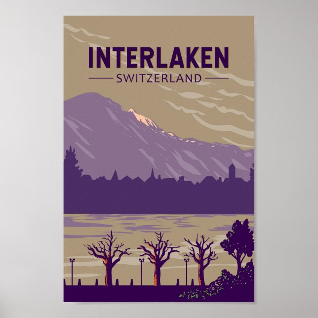 Affiche Interlaken Suisse Travel Art Vintage