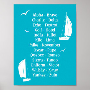 Affiche International Phonetic Alphabet Boats Shipping
