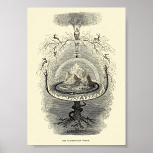 Affiche Interprétation vintage de l'illustration mondiale