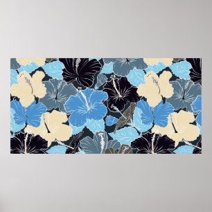 Affiche Intersecter courbe élégant flux d'hibiscus stylisé