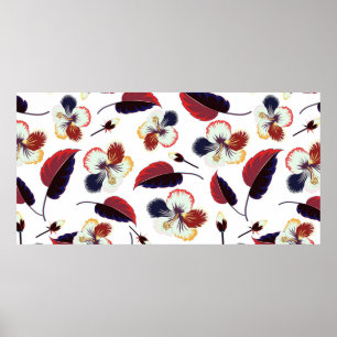 Affiche Intersecter courbe élégant flux d'hibiscus stylisé