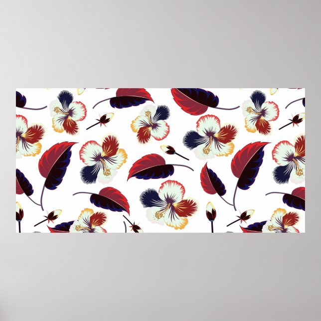 Affiche Intersecter courbe élégant flux d'hibiscus stylisé (Devant)