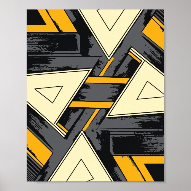 Affiche Intersecting Triangular Forms in Yellow and Cream (Devant)