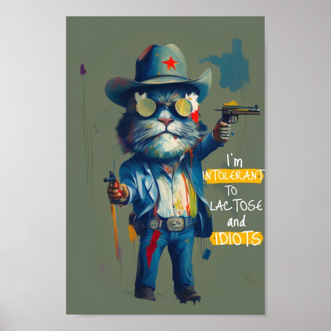 Affiche Intolérant au shérif de chats grumpy au lactose et (Devant)