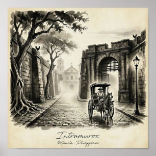 Affiche Intramuros Manila Kalesa Patrimoine