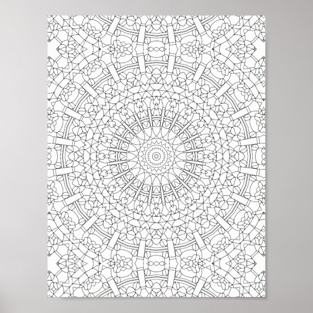 Affiche Intricate Kaleidoscope Mandala Coloring Page (Devant)