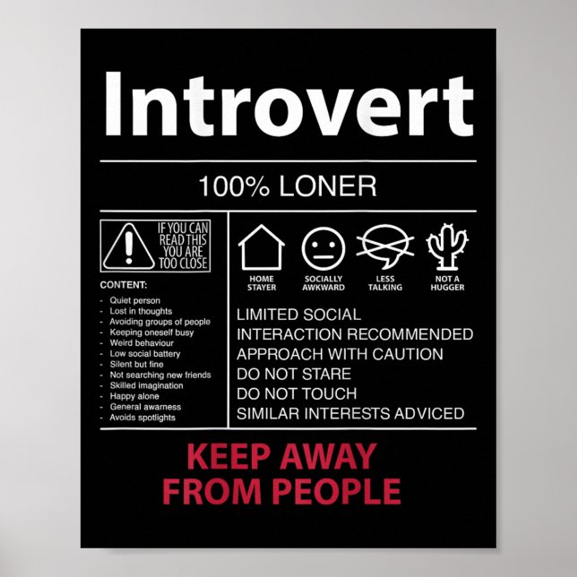 Affiche Introvert 100% Loner Garder loin des gens - Intro (Devant)