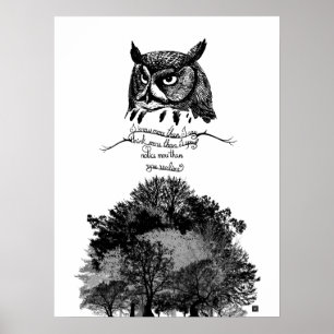 Affiche Introvert Empath Owl sagesse illustré citation d'e