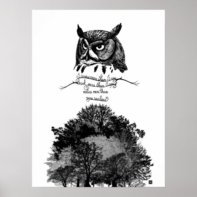 Affiche Introvert Empath Owl sagesse illustré citation d'e (Devant)
