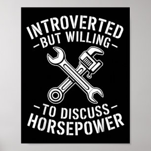 Affiche Introvert Horsepower Cote Humour mécanique de clé