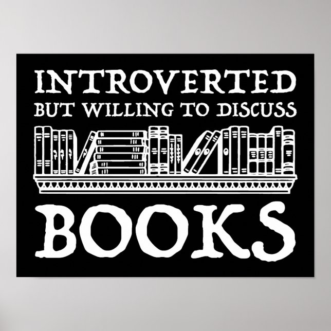 Affiche Introverted Mais Prêt À Discuter Des Livres (Devant)