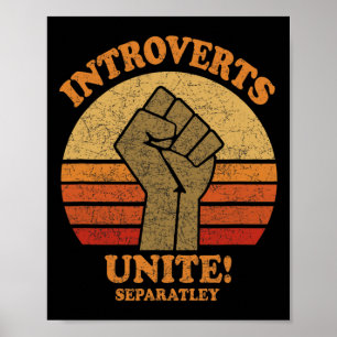 Affiche Introvertis Unite Séparément Drôle Sunset Vintage