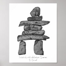 Inukshuk avec l'art de la dotwork des Scènes de l'