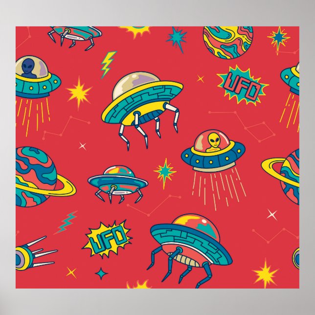 Affiche Inventaires d'espace UFO rétro (Devant)