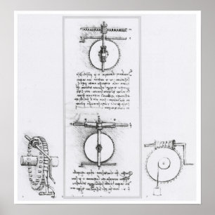 Affiche Invention d'engrenage à vis sans fin par Leonardo