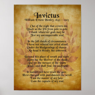 Affiche "Invictus", couronne de parchemin de poème victori