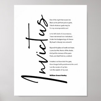 Affiche Invictus Poem by Henley in Modern Black Script